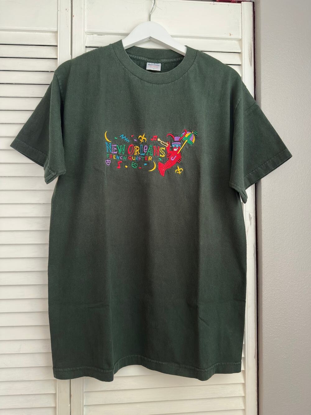 Vtg 90s Murina New Orleans French Quarter Embroidered T-Shirt Single Stitch L